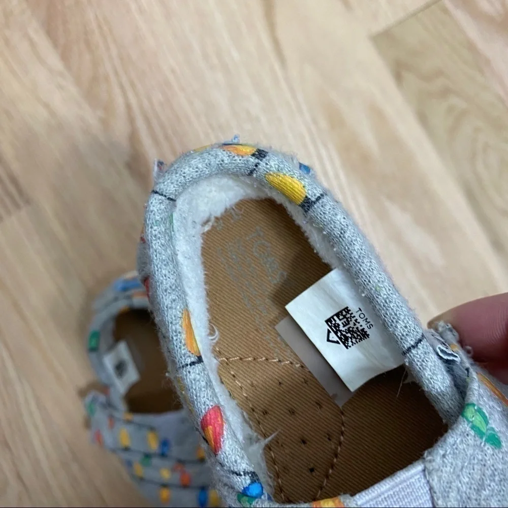 Toms Christmas Lights Loafers Sz 5 Toddler Alpargata Shoes Baby Gray